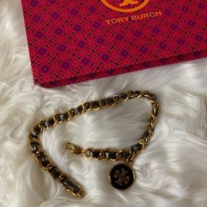 Tory Burch Leather and Gold Wrap Bracelet
